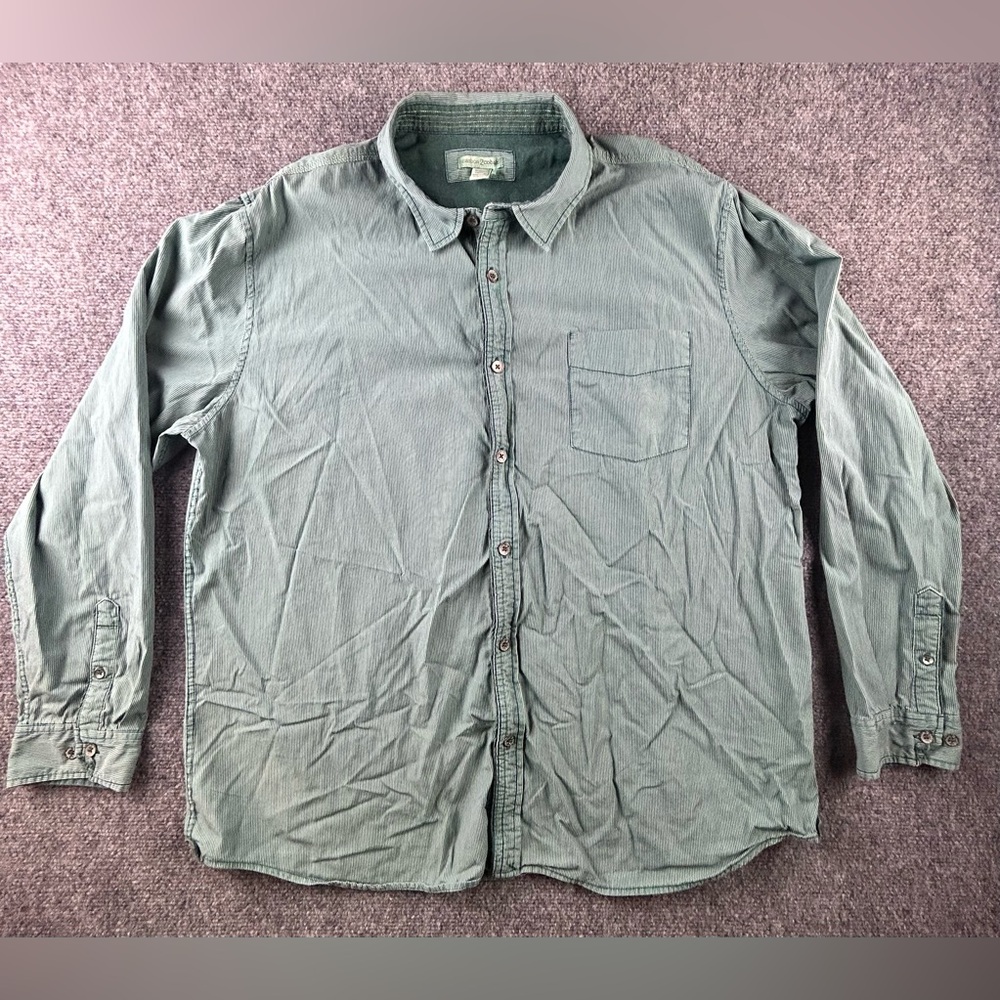 Carbon 2 Cobalt Shirt Men XLarge Green White Stripes Long Sleeve Button Up